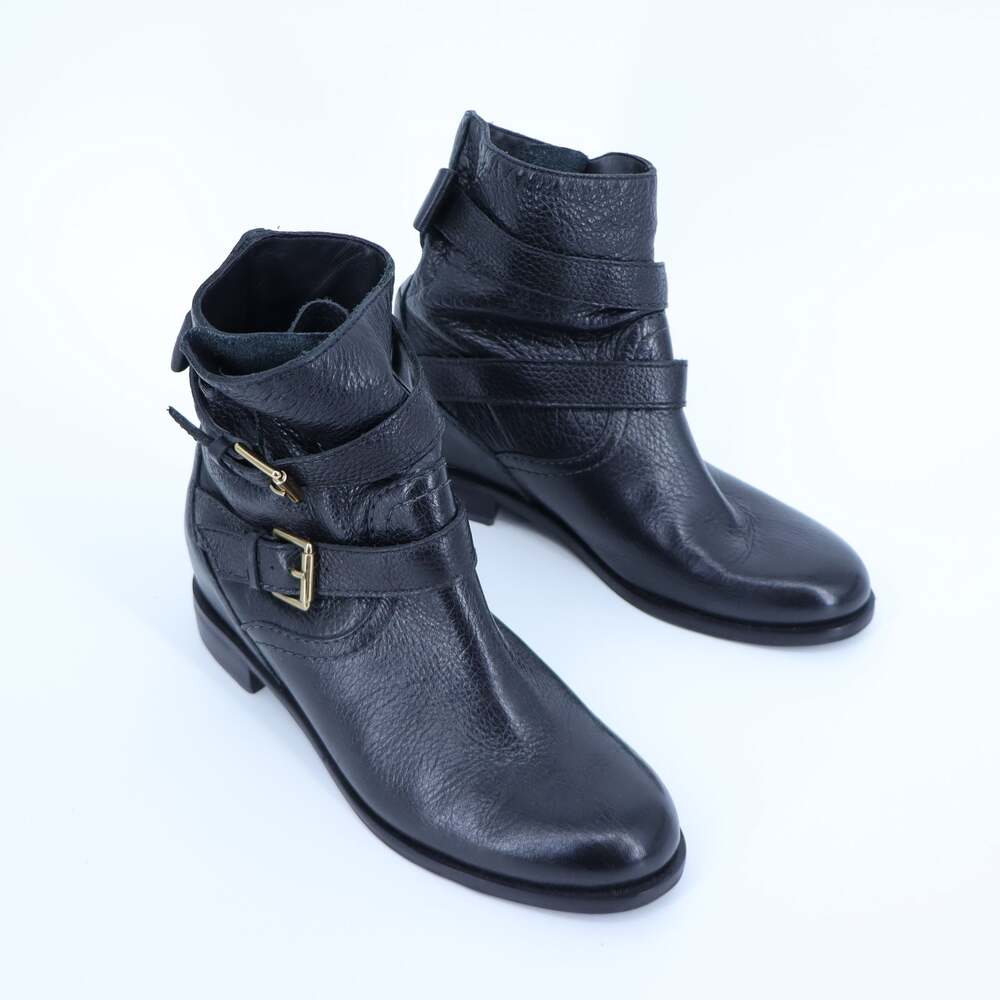 KATE SPADE Sabina Moto Ankle Boot Black Leather Double Buckle Women's 7